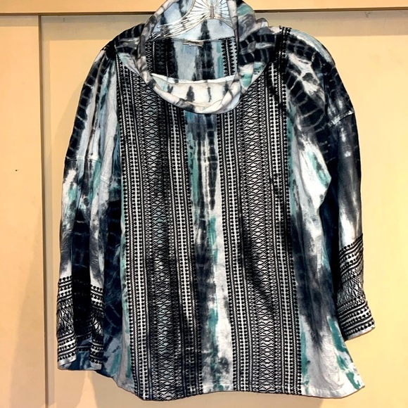 Ivy Jane cowl neck 100% cotton long sleeve tie dye design top medium/large - Picture 1 of 9